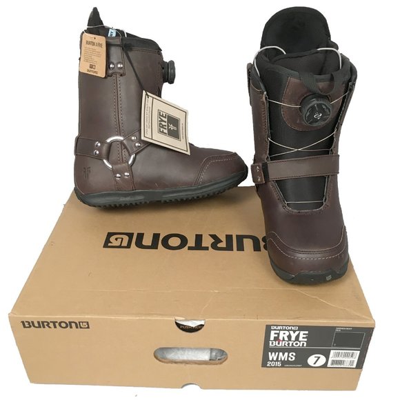 NEW $459 Burton Burton x Frye Snowboard Boots!7Brown Distressed LeatherBoa